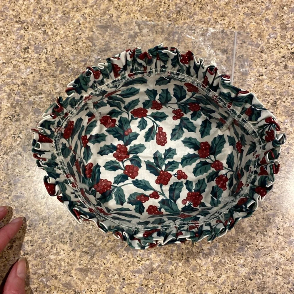 5 Longaberger Traditional Holly Fabric Basket Liners Possibly For Thyme, Bread